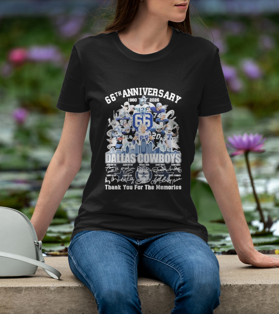 Dallas Cowboys 66th Anniversary 1960 2026 Thank You For The Memories Signatures T-Shirt
