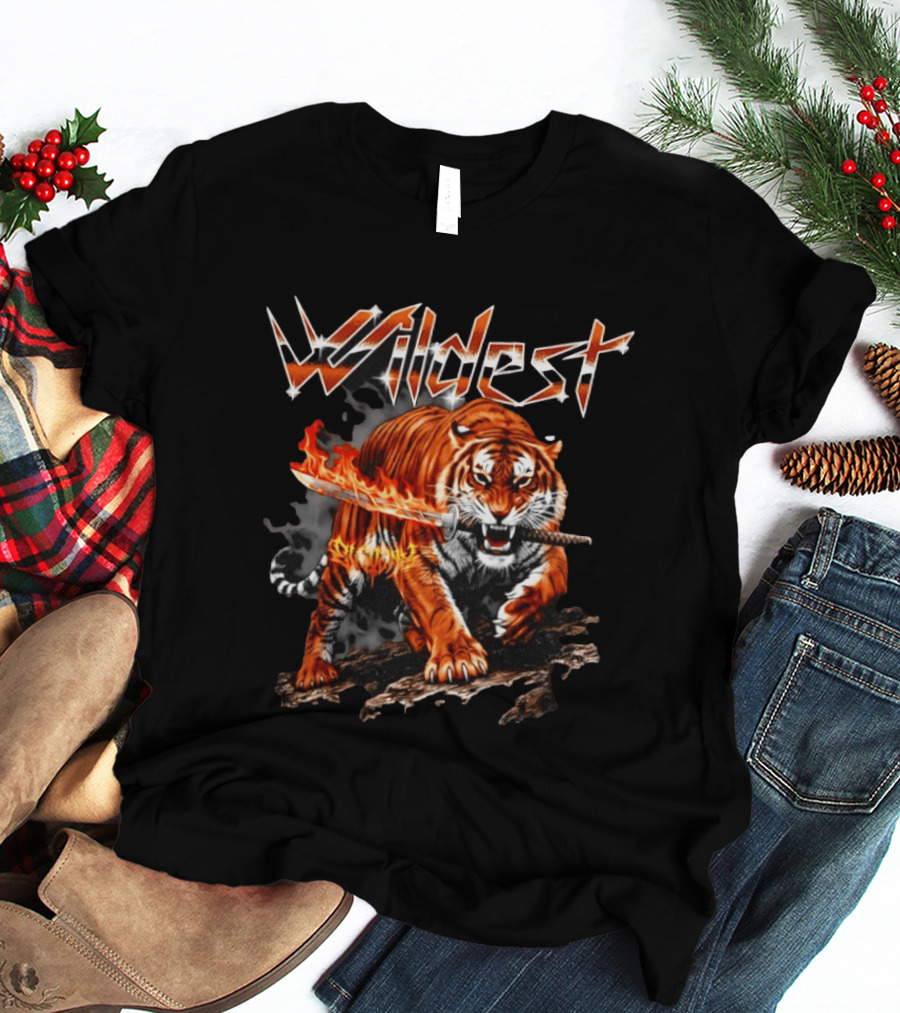 Wildest Tiger With Flaming Katana T-Shirt