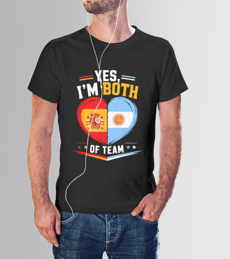 Yes I'm Both Team Spain And Argentina Heart Flags T-Shirt