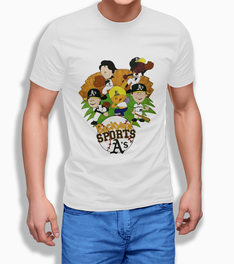 Backyard Sports A's Oakland Athletics MLB Characters Playing Baseball T-Shirt