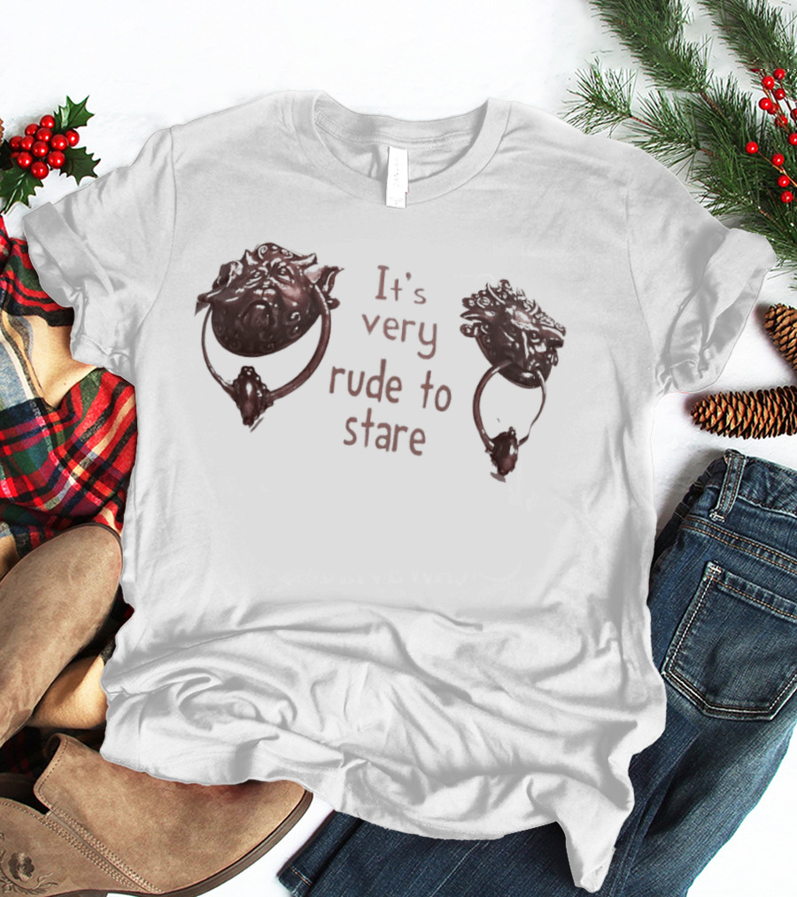 It's Very Rude To Stare Labyrinth Door Knockers Iconic Movie T-Shirt
