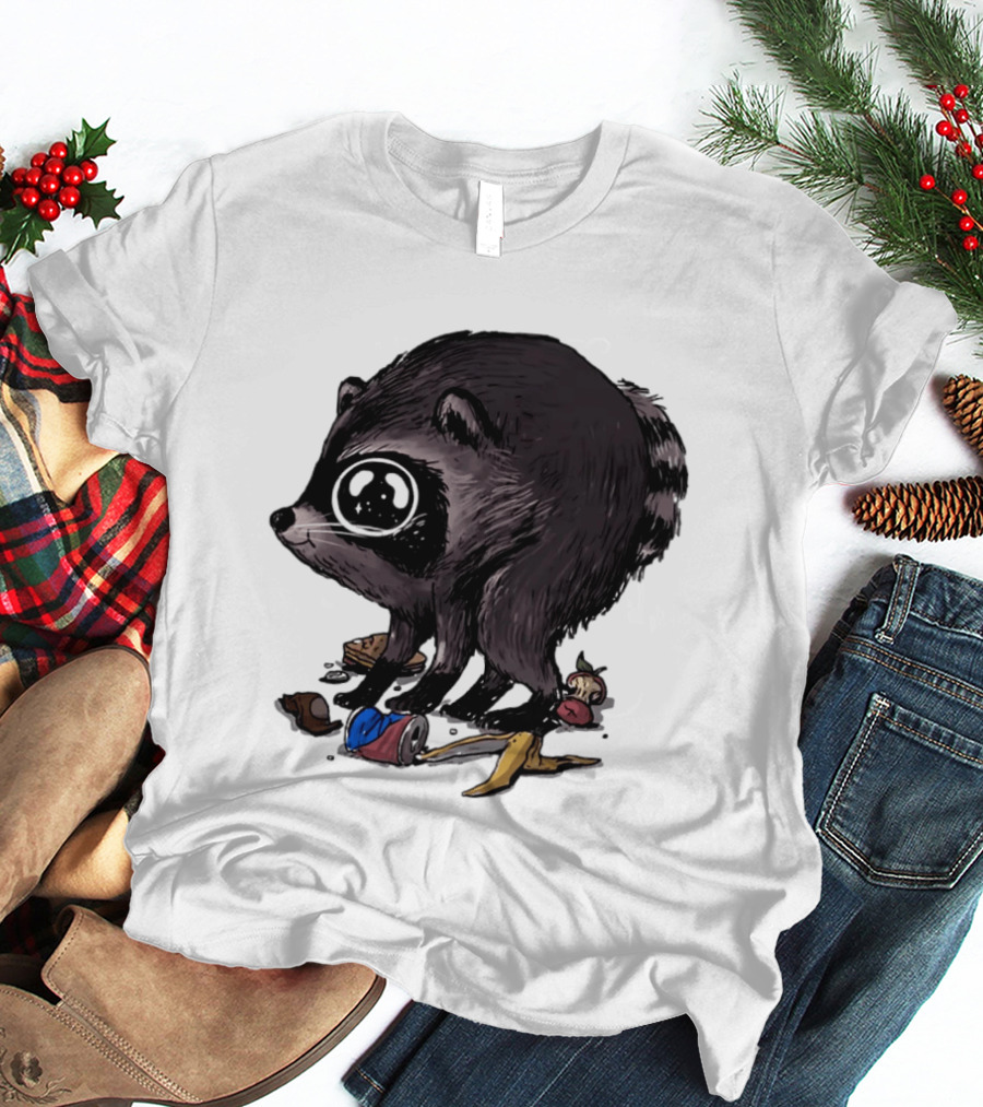 Jimothy Raccoon With Trash And Banana Peel T-Shirt
