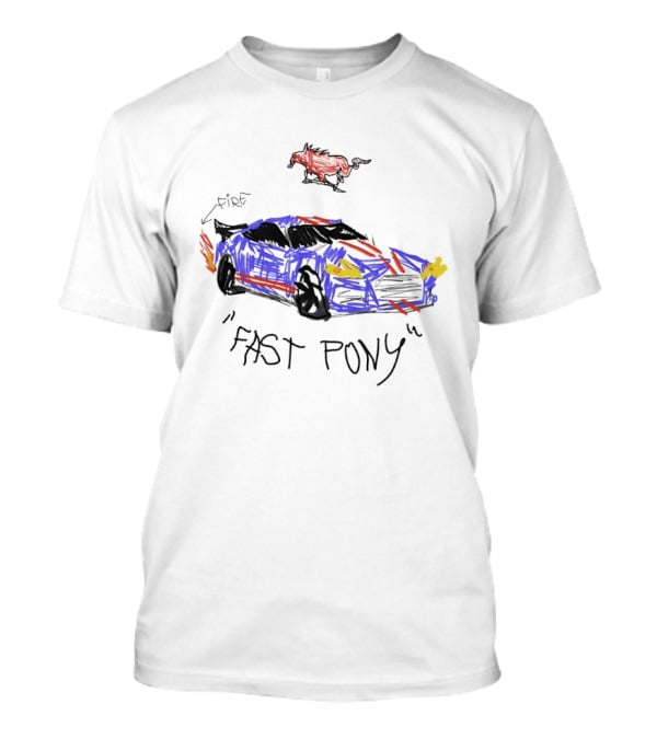 Mustang Fast Pony Fire Muscle Car Racing Sketch T-Shirt