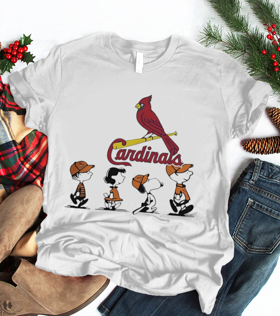Peanuts Characters St Louis Cardinals Baseball Team Collaboration T-Shirt
