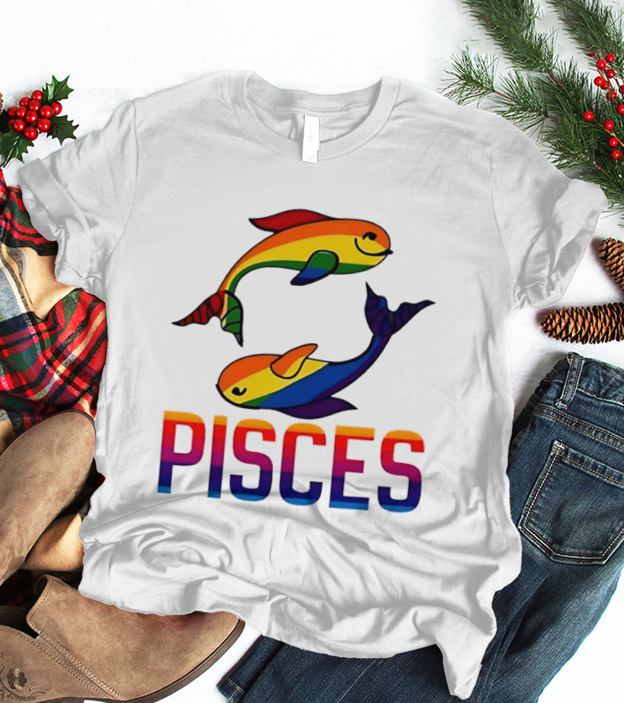 Pisces Fish Rainbow LGBT Pride T-Shirt