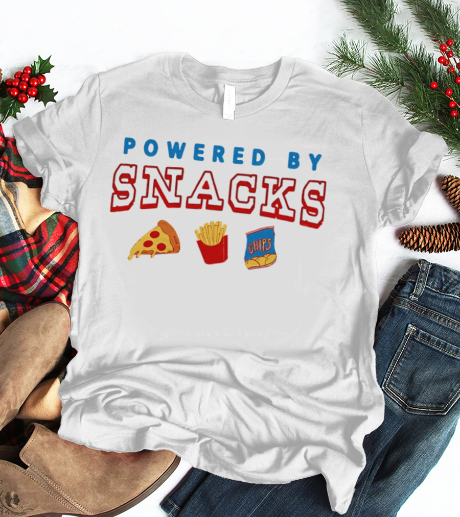 Powered By Snacks Pizza Fries Chips T-Shirt