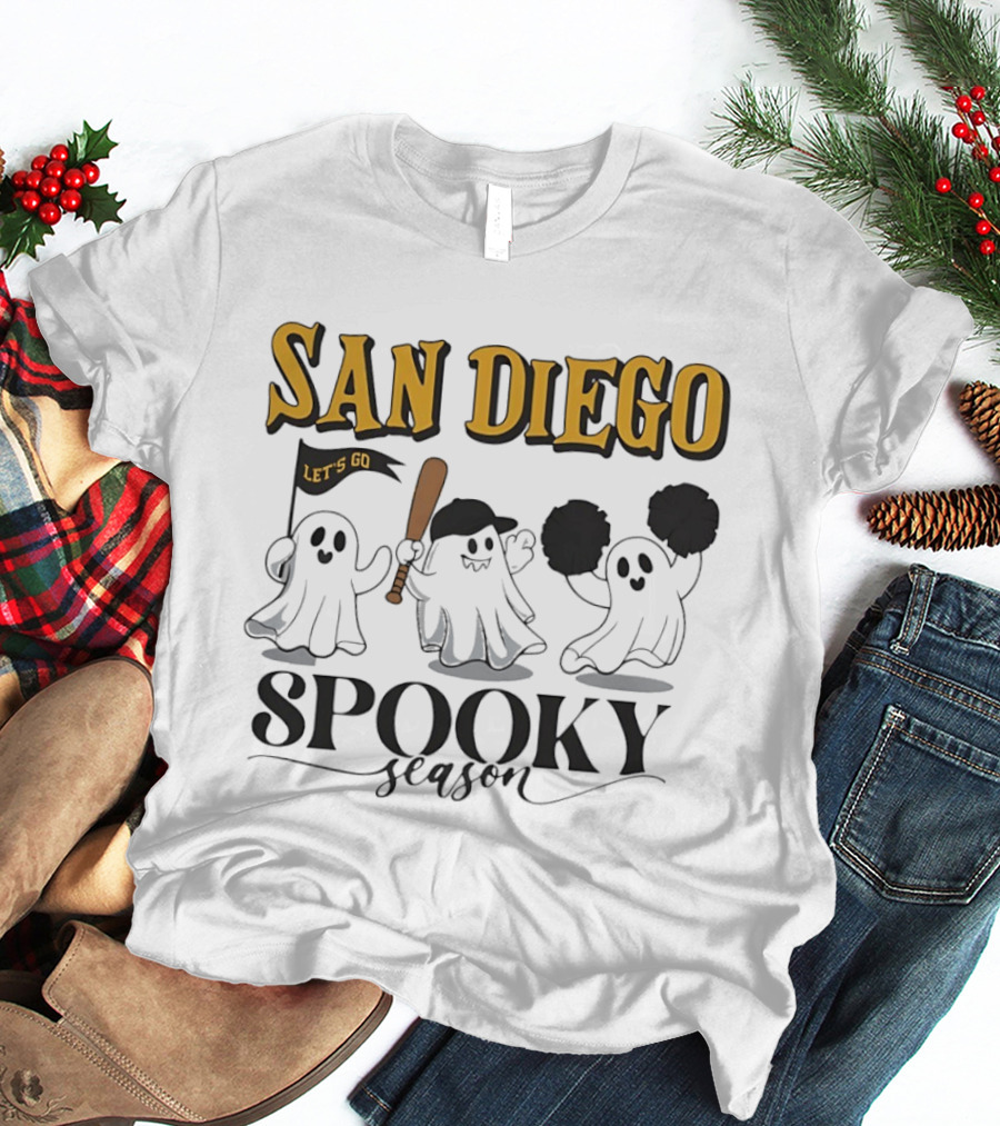 San Diego Let's Go Ghosts Spooky Season Baseball T-Shirt
