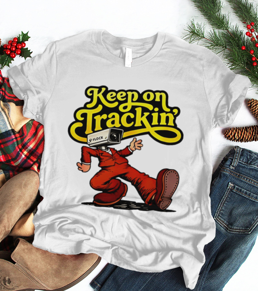Keep On Trackin' Security Camera Head Person Walking T-Shirt