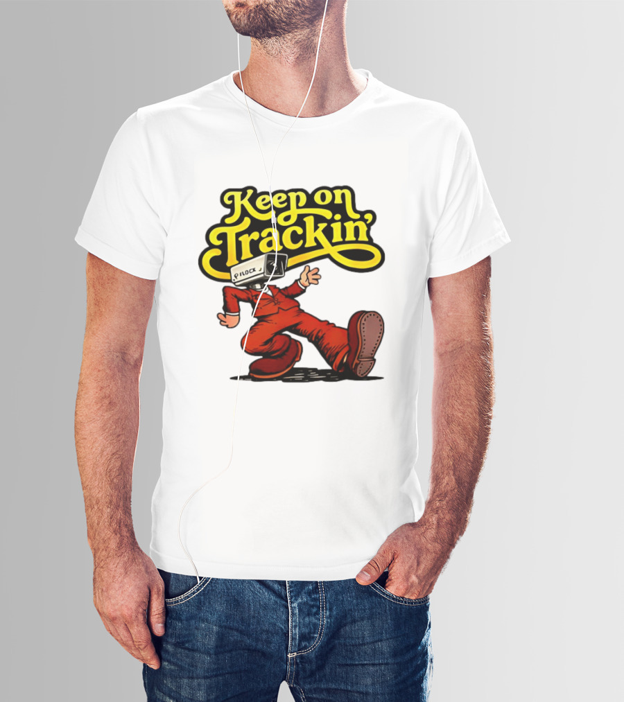 Keep On Trackin' Security Camera Head Person Walking T-Shirt