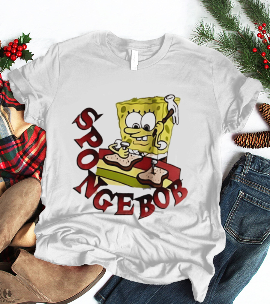 SpongeBob Assembling Sandwich With Hammer T-Shirt