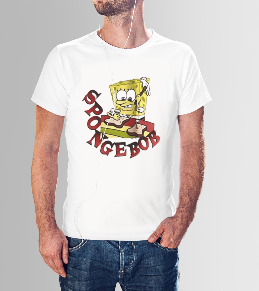 SpongeBob Assembling Sandwich With Hammer T-Shirt