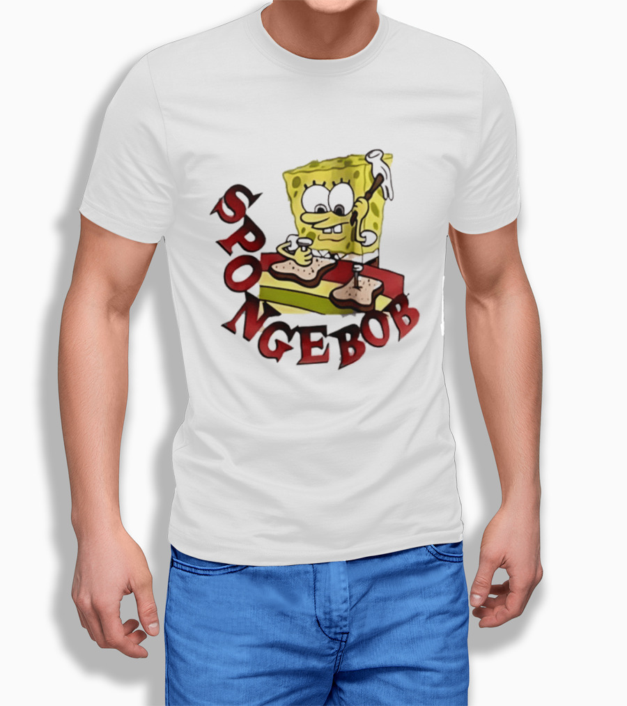 SpongeBob Assembling Sandwich With Hammer T-Shirt