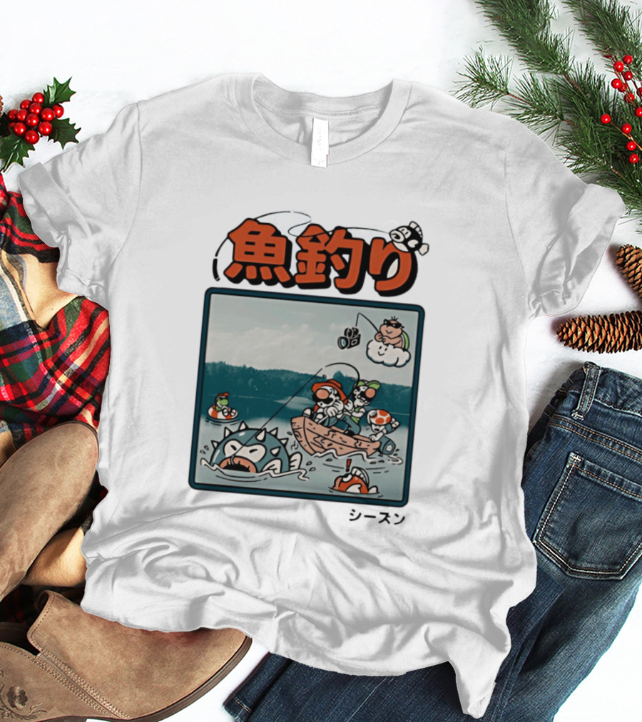 Super Mario Fishing Season Luigi Yoshi Toad Bowser Japan T-Shirt