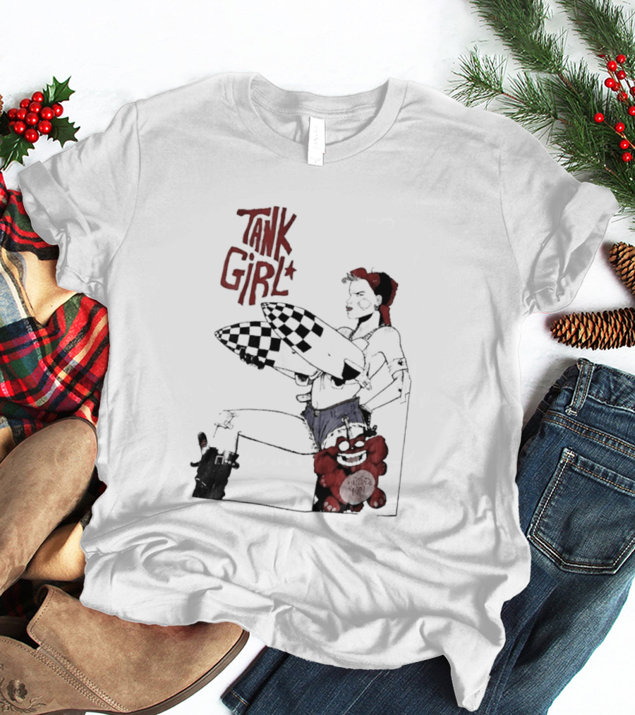 Tank Girl Checkered Missiles Red Text With Plush Toy T-Shirt