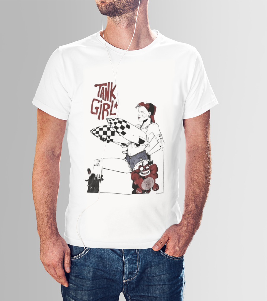 Tank Girl Checkered Missiles Red Text With Plush Toy T-Shirt