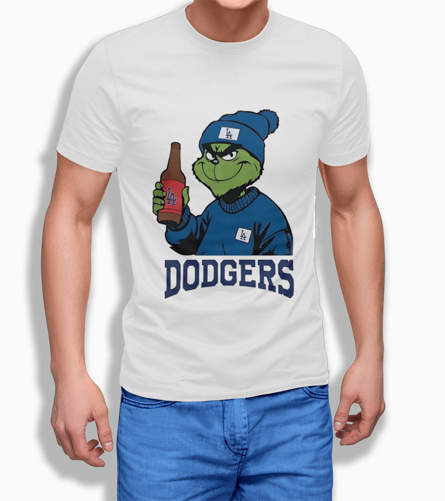 Los Angeles Dodgers MLB Christmas Grinch Beanie And Sweater T-Shirt