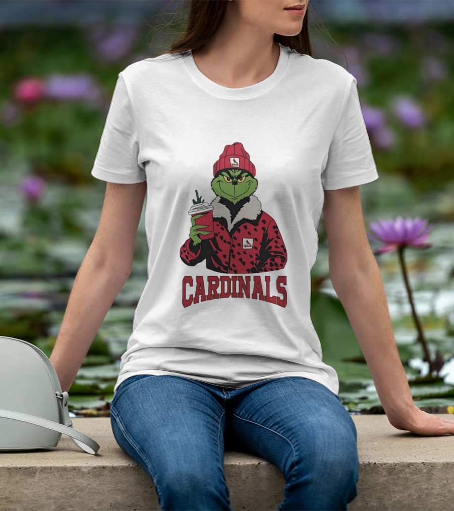 The Grinch In St Louis Cardinals Jacket With Coffee Christmas T-Shirt