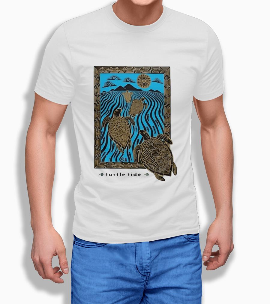 Turtle Tide Ocean Sea Life Coastal Nautical Waves And Sun T-Shirt