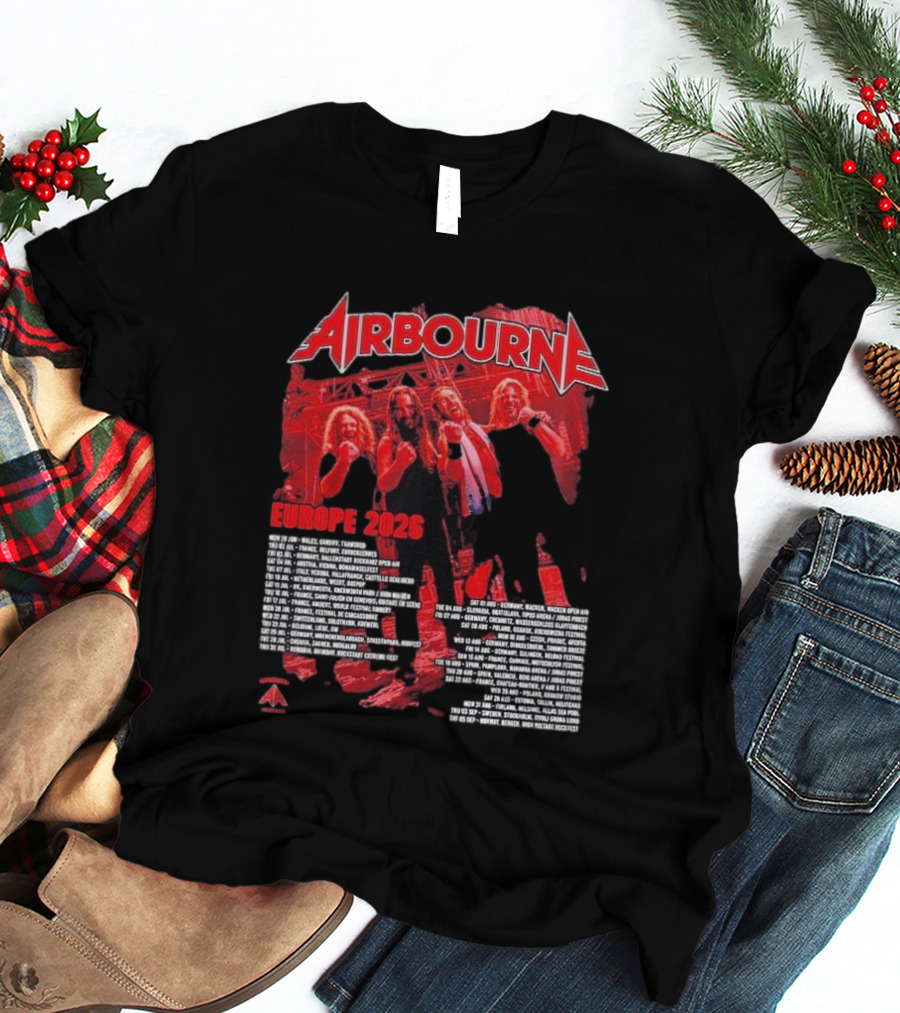 Airbourne Get Gutsy Europe 2026 Tour Dates And Cities T-Shirt