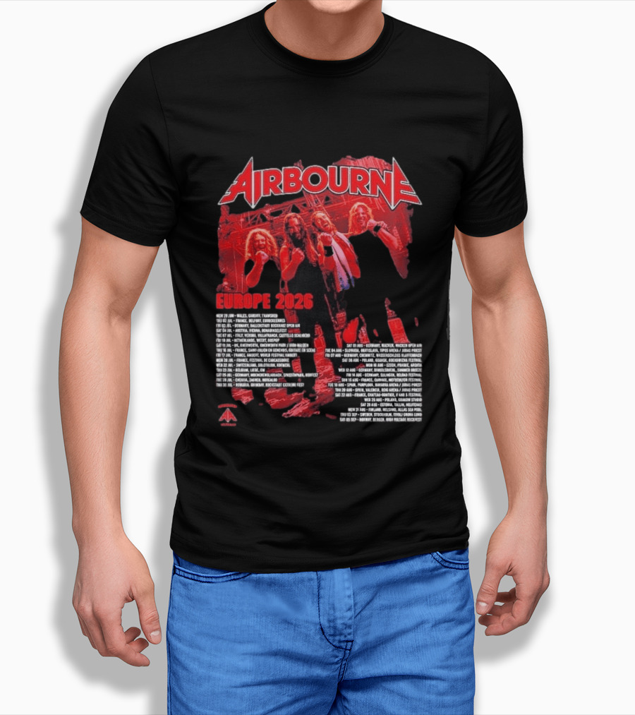 Airbourne Get Gutsy Europe 2026 Tour Dates And Cities T-Shirt