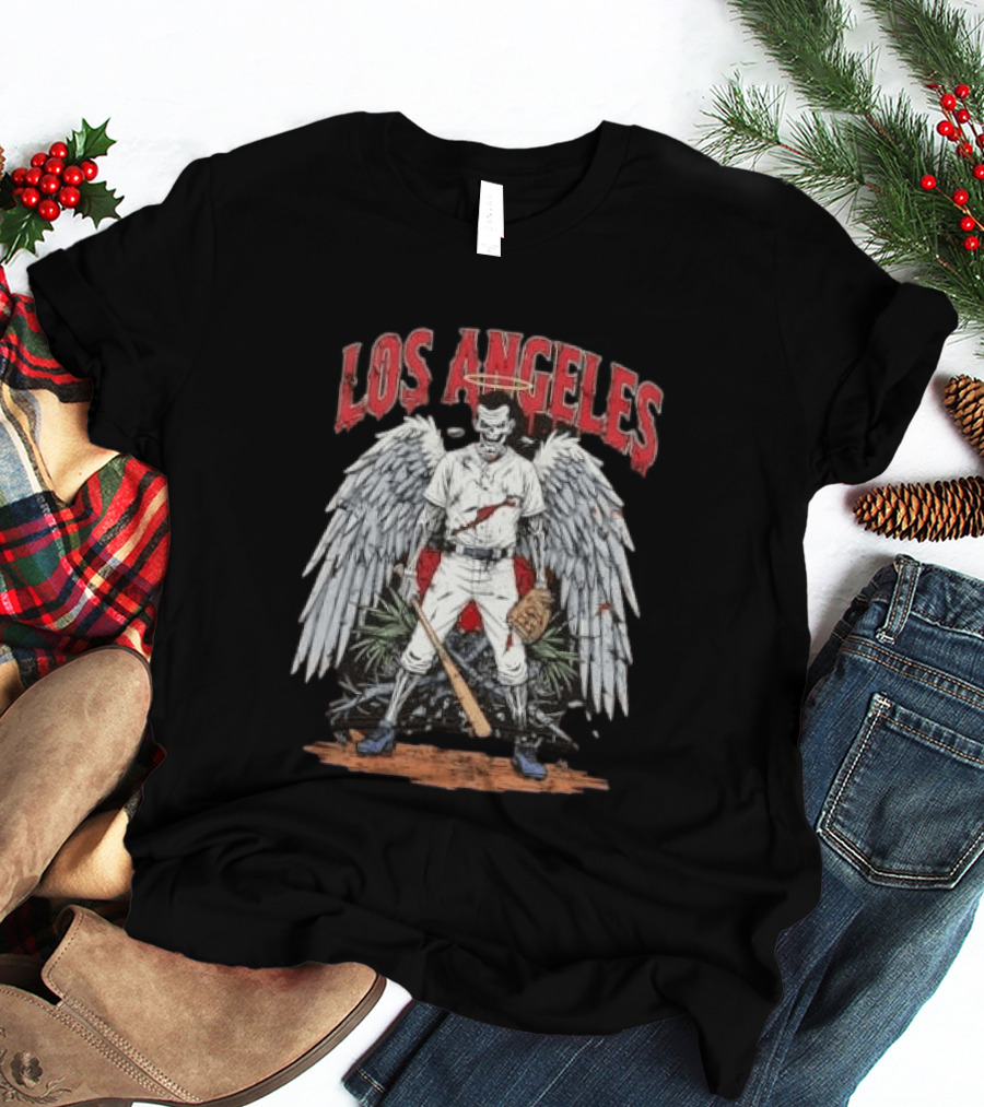 LOS ANGELES Angelic Baseball Player With Wings And Halo T-Shirt