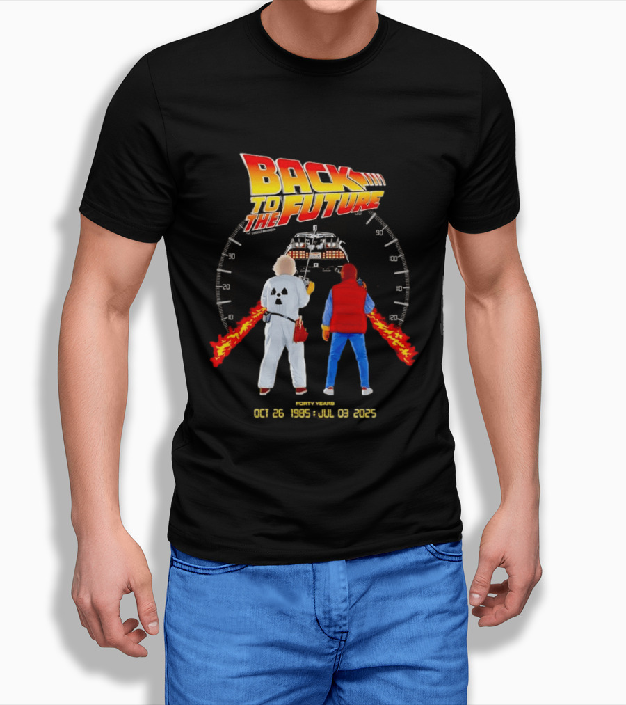 Back To The Future Forty Years Oct 26 1985 Jul 03 2025 Movie Anniversary T-Shirt