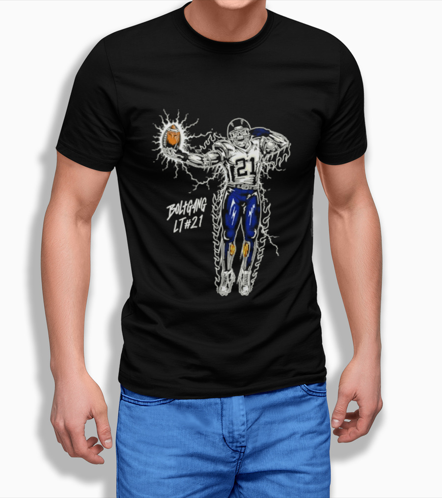 Boltgang LT 21 Skeleton Football Player Lightning Charge T-Shirt