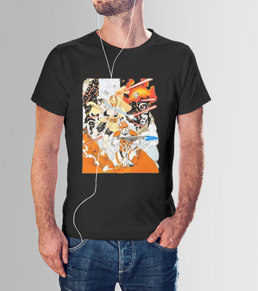 Obi Wan Kenobi Commander Cody Battlefront Action Scene Star Wars T-Shirt
