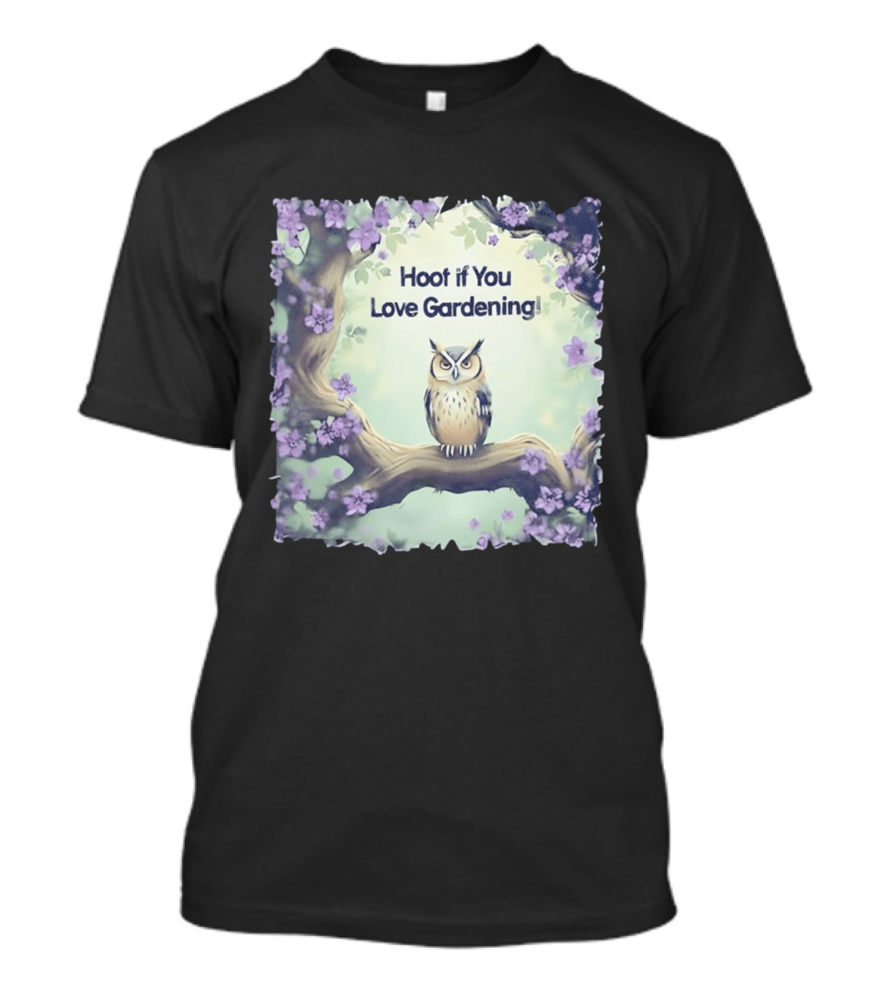 Hoot If You Love Gardening Owl In Blossom Tree T-Shirt