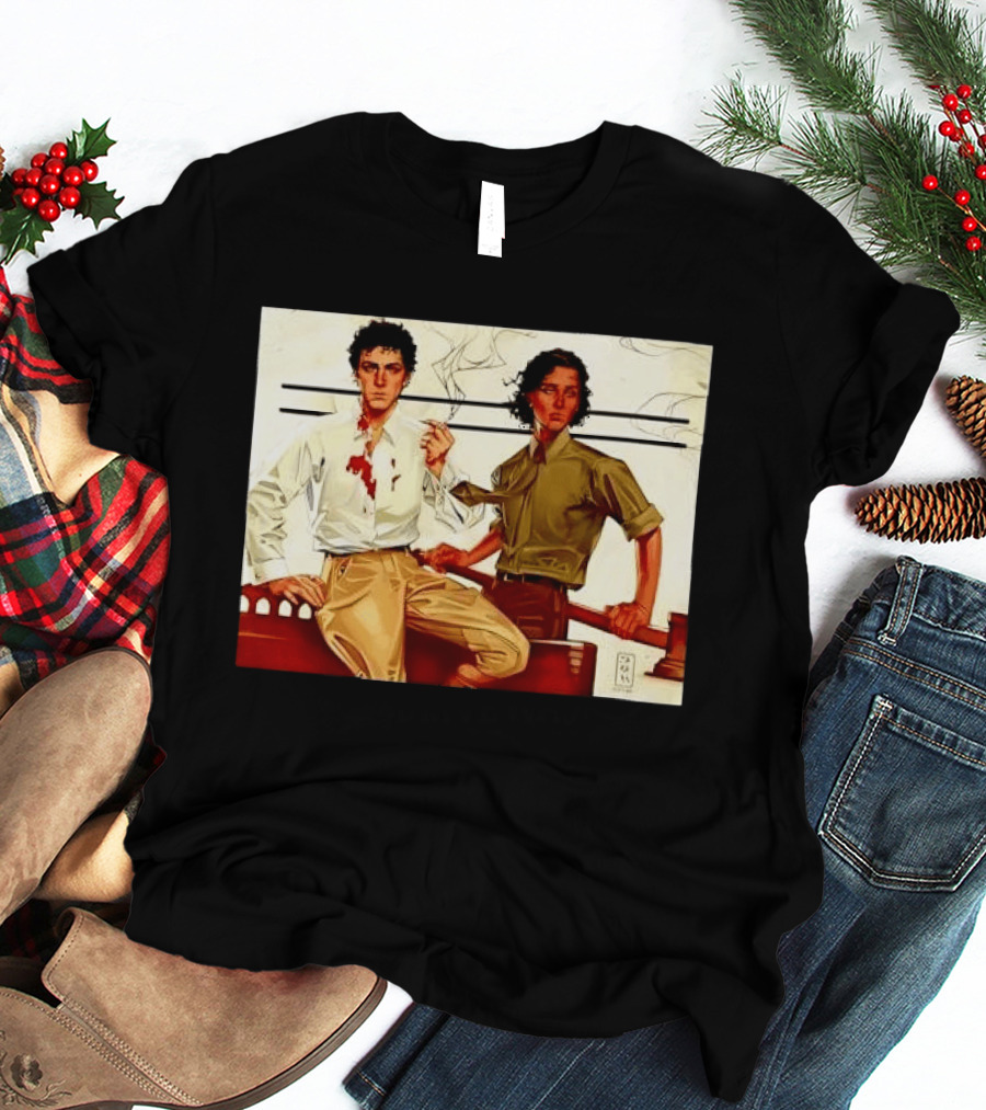 JAPH Two Men Smoking With Bloodstain T-Shirt
