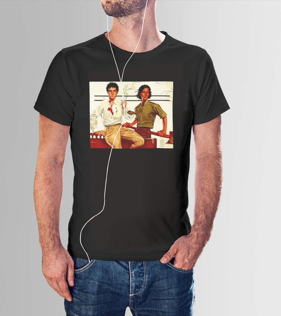 JAPH Two Men Smoking With Bloodstain T-Shirt