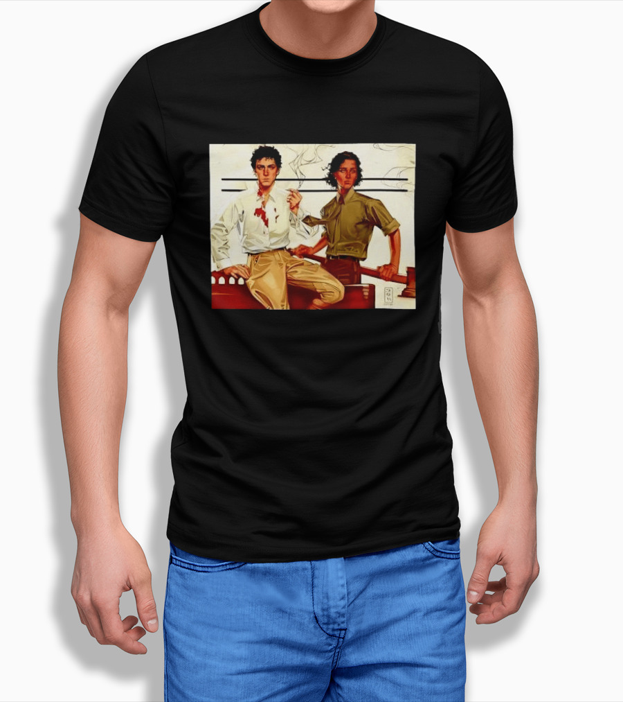 JAPH Two Men Smoking With Bloodstain T-Shirt