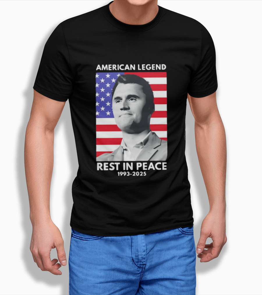 American Legend Rest In Peace Charlie Kirk 1993 2025 USA Flag T-Shirt