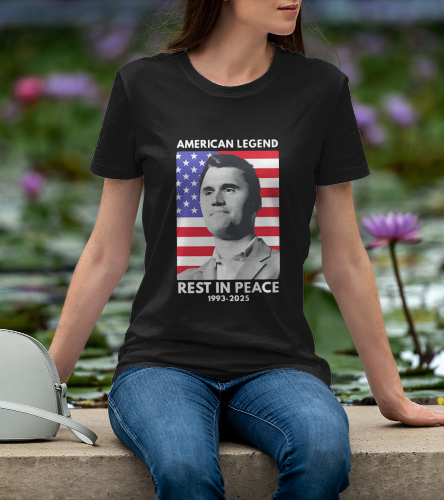 American Legend Rest In Peace Charlie Kirk 1993 2025 USA Flag T-Shirt