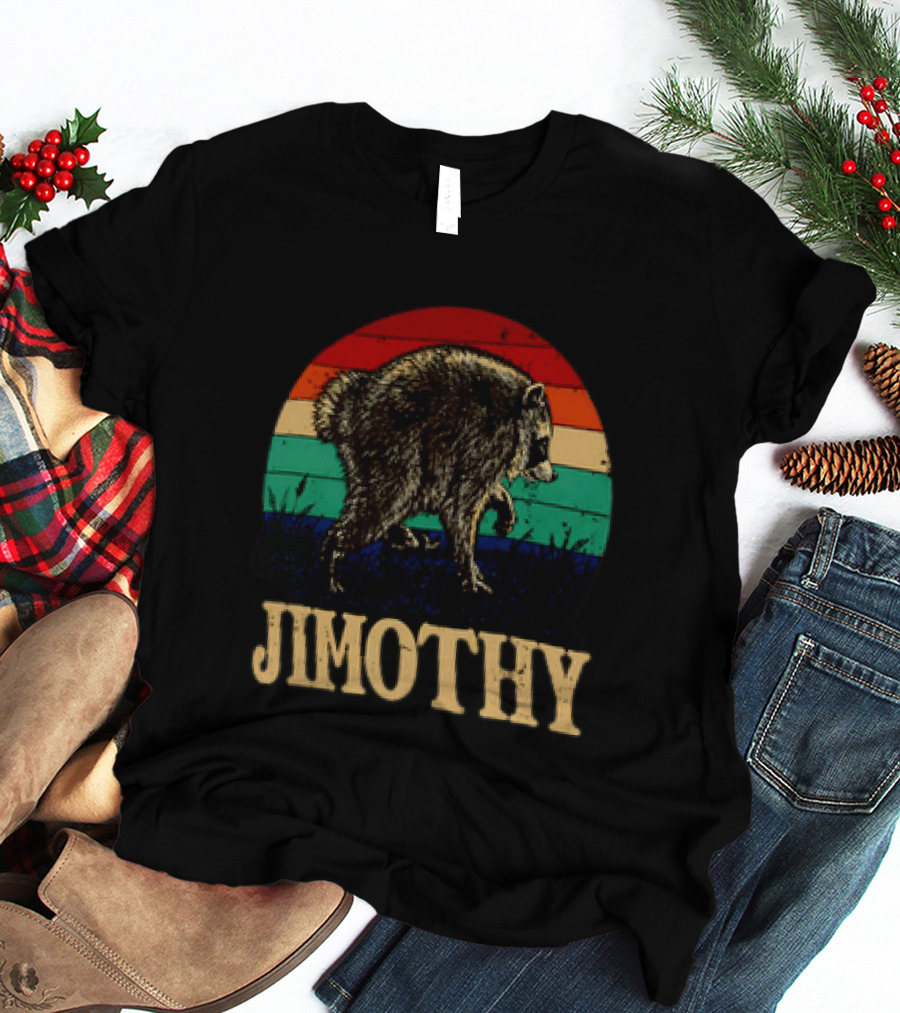 Jimothy Raccoon Retro Stripes Ballard Seattle T-Shirt