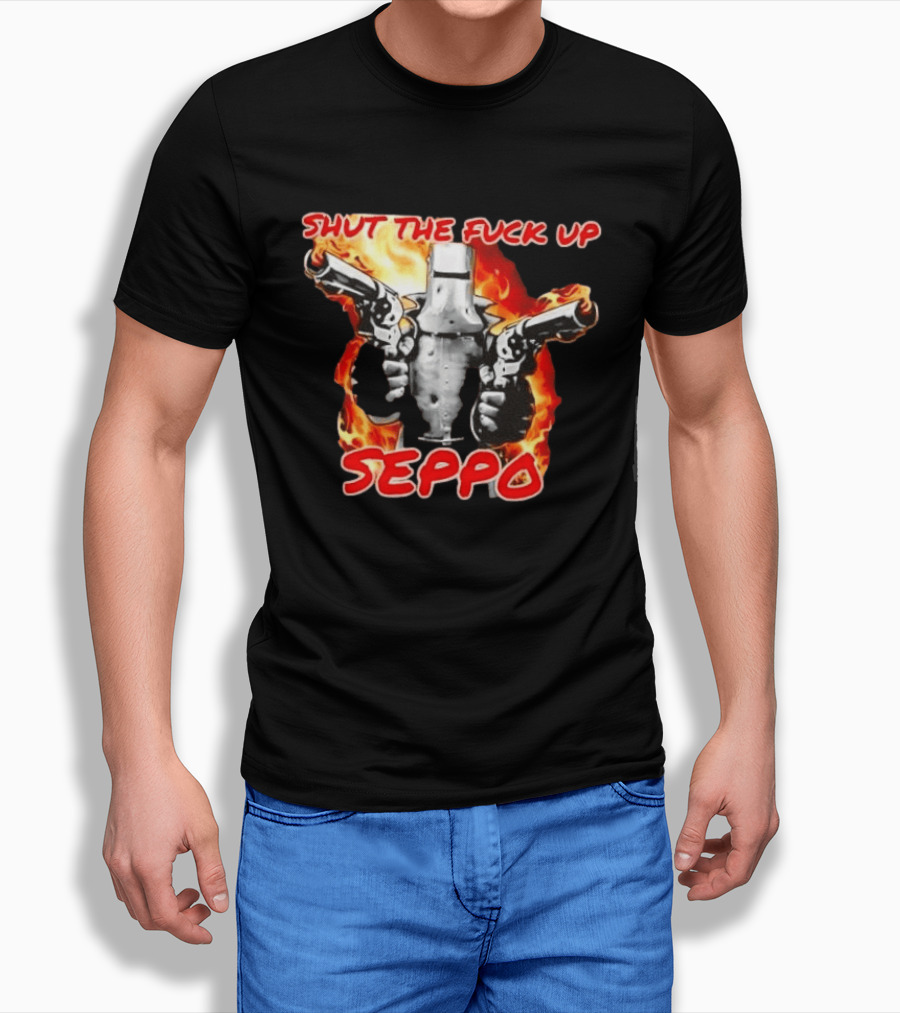 Shut The Fuck Up Seppo Dual Revolvers Fire Knight T-Shirt
