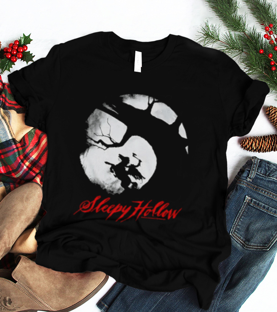Sleepy Hollow Red Lettering Crescent Moon T-Shirt