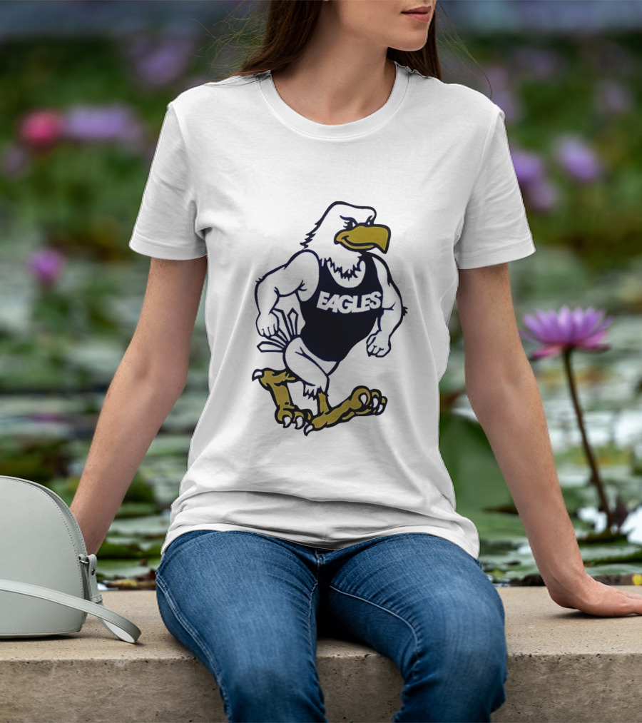 Eagles Athletic Mascot Running Eagle Motif T-Shirt