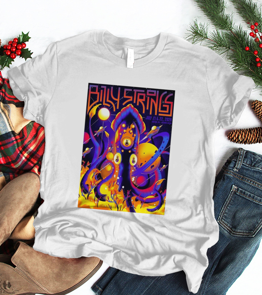 Billy Strings Boston MA July 21 22 2026 Live Agganis Arena Event Psychedelic Cosmic Squid T-Shirt