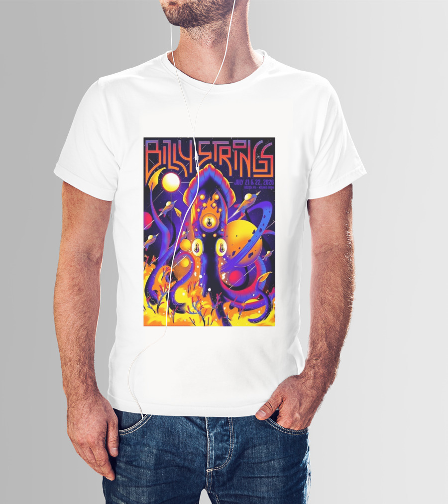 Billy Strings Boston MA July 21 22 2026 Live Agganis Arena Event Psychedelic Cosmic Squid T-Shirt