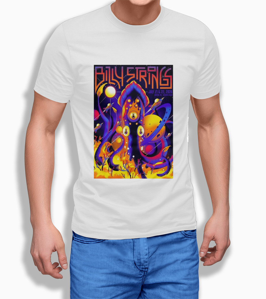 Billy Strings Boston MA July 21 22 2026 Live Agganis Arena Event Psychedelic Cosmic Squid T-Shirt