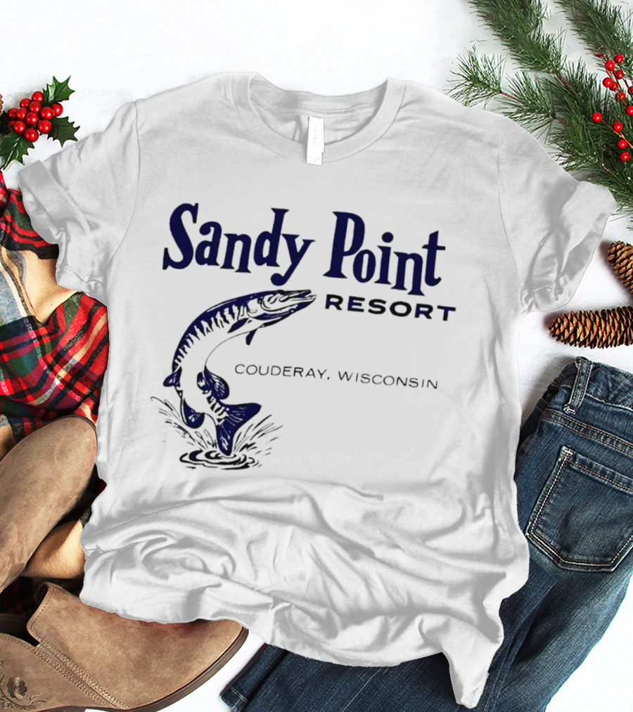 Sandy Point Resort Couderay Wisconsin Jumping Fish T-Shirt