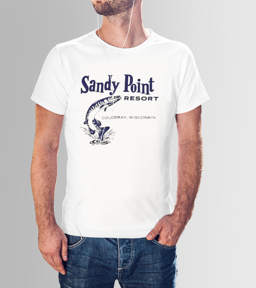 Sandy Point Resort Couderay Wisconsin Jumping Fish T-Shirt
