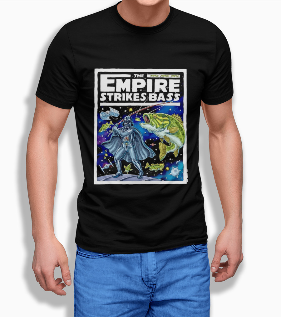 The Empire Strikes Bass Darth Vader Fishing Space Adventure T-Shirt