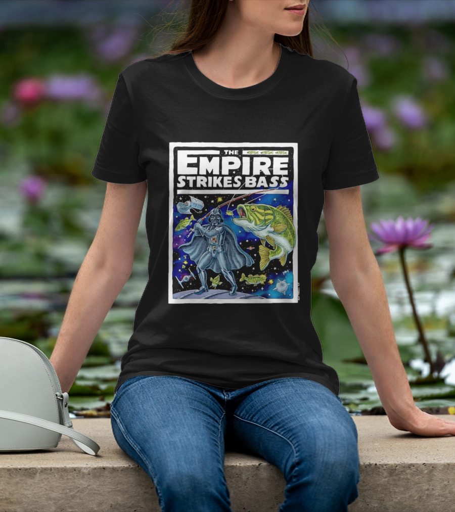 The Empire Strikes Bass Darth Vader Fishing Space Adventure T-Shirt