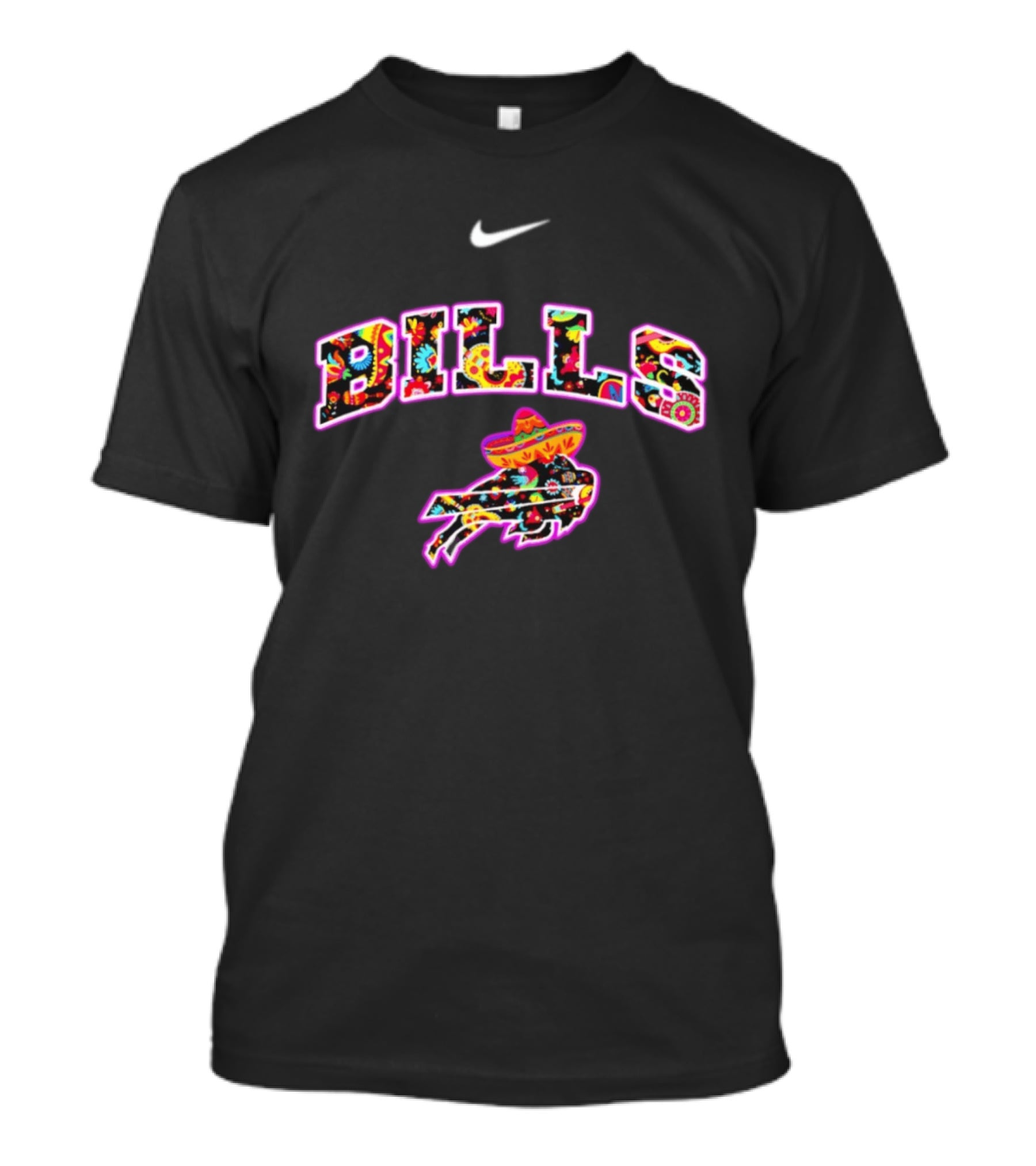 Buffalo Bills Fiesta Floral Pattern Nike Logo Hispanic Heritage Celebration T-Shirt