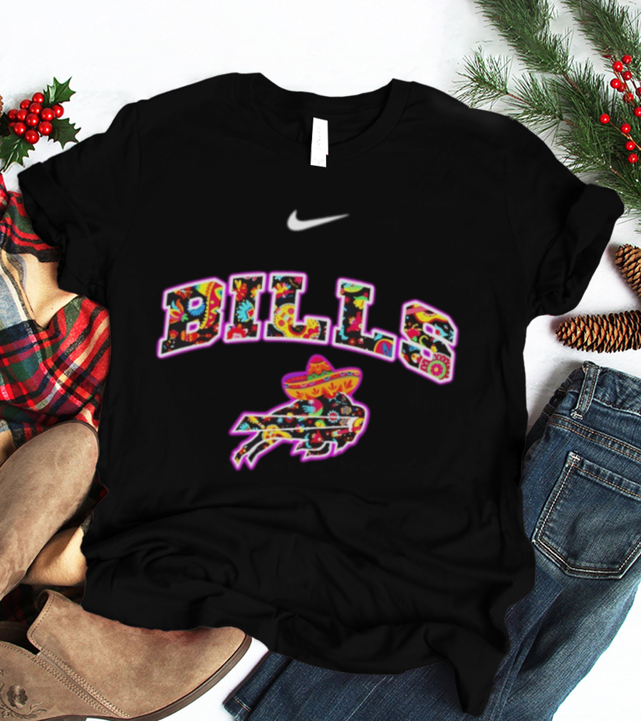 Buffalo Bills Fiesta Floral Pattern Nike Logo Hispanic Heritage Celebration T-Shirt
