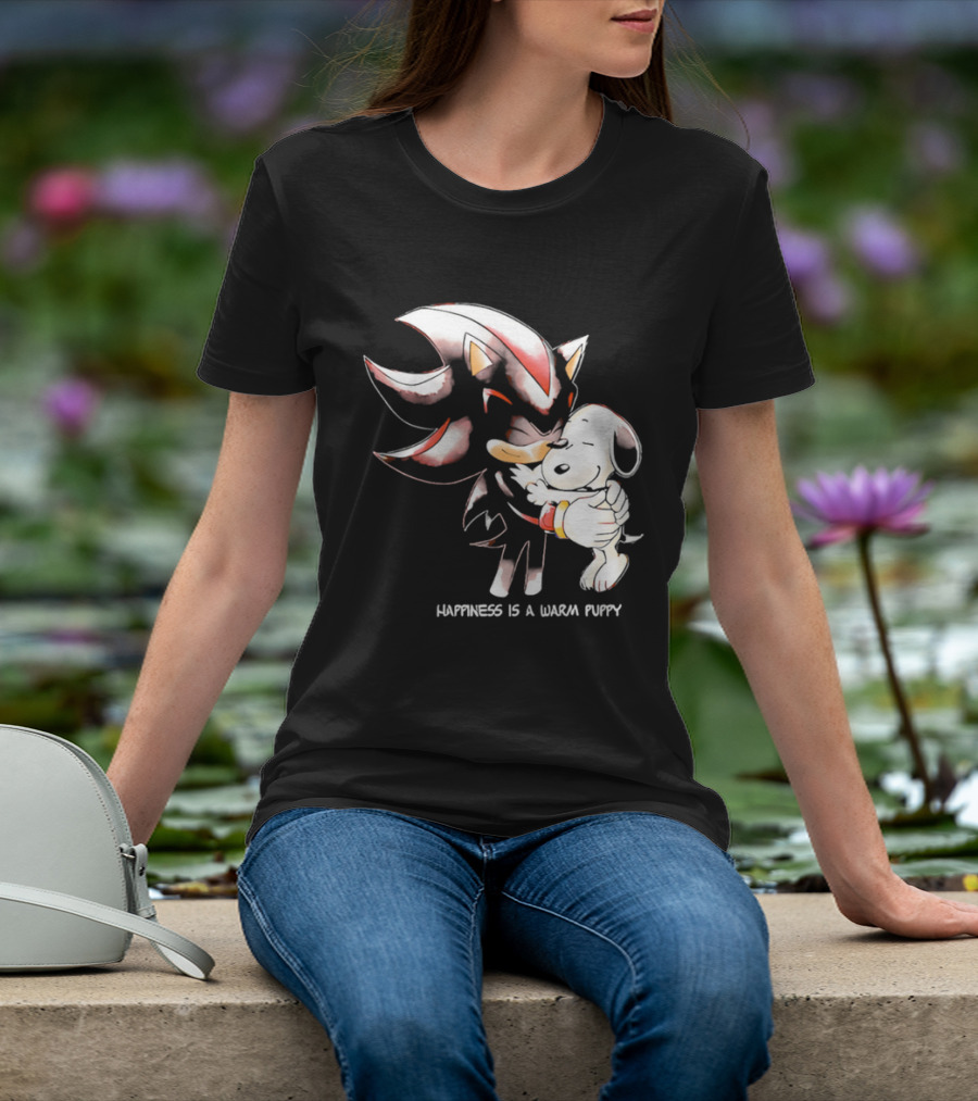 Happiness Is A Warm Puppy Shadow The Hedgehog Embrace T-Shirt