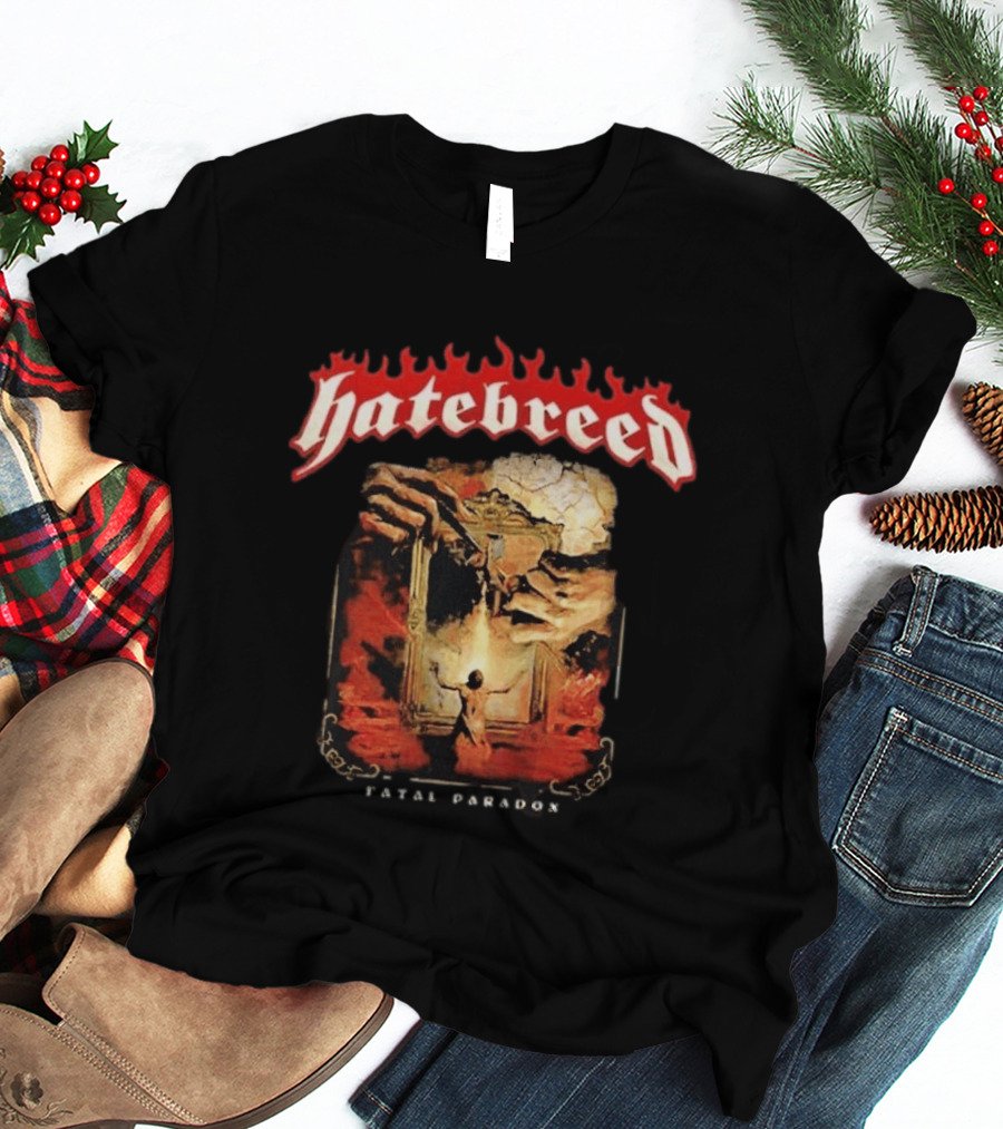 Hatebreed Fatal Paradox Fiery Artwork With Hands And Figure T-Shirt