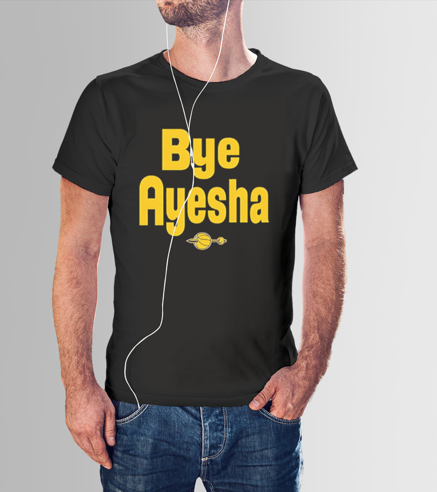 Bye Ayesha Basketball Team Yellow Text With Ball And Hoop T-Shirt